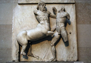 South metope XXXII. Parthenon marbles depicting part of the South metope XXXII. Parthenon marbles depicting part of the