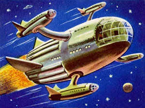 <b class=qtipBold><figcaption>Space Rocket Carrier</figcaption></b><br>Interplanetary Spacecraft, Carrying Four Smaller Rockets<br><em>© Mary Evans Picture Library</em> Space Rocket Carrier