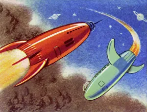 <b class=qtipBold><figcaption>Space Travel Rockets</figcaption></b><br>Rockets for Space Travel<br><em>© Mary Evans Picture Library</em> Space Travel Rockets