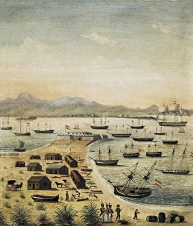 Spain (19th c.). Cᤩz. Shipyards in Puntales Spain (19th c.). Cᤩz. Shipyards in Puntales