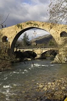 14th Collection: SPAIN. Cangas de On�Medieval bridge of Cangas