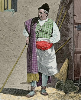 Spain. Murcia. Farmer. Orchard of Murcia (Huerta). Colored Spain. Murcia. Farmer. Orchard of Murcia (Huerta). Colored