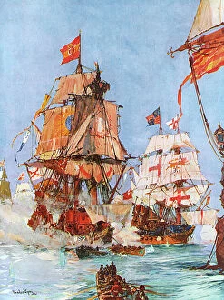 Golden Gallery: Spanish Armada - Golden Lion attacks Santa Ana