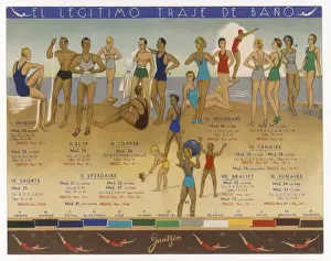 Retro Swimwear Designs Prints: Spanish Swimwear 1934