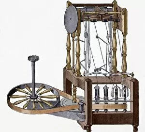 Spinning-frame. Designed in 1767 by Richard Arkwright (1732