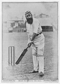 <b class=qtipBold><figcaption>Sport/Cricket/W G Grace</figcaption></b><br>W G Grace, ready to receive the ball.<br><em>© Mary Evans Picture Library</em> Sport/Cricket/W G Grace
