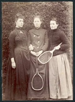 <b class=qtipBold><figcaption>Sport/Tennis</figcaption></b><br>Three young women, two with tennis racquets pose for their photograph<br><em>© Mary Evans Picture Library</em> Sport/Tennis