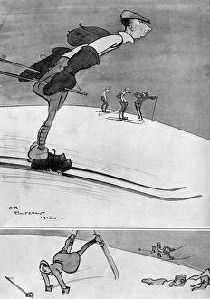 Sporting with Winter Sports by H. M. Bateman - ski-ing