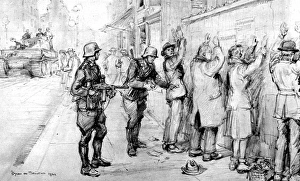 SS Patrol searching Civilians, Warsaw, 1944 SS Patrol searching Civilians, Warsaw, 1944