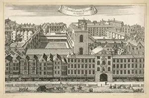 Prints of A general external view of the buildings which make up Saint Bartholomews Hospital in Smithfield, London Hospital Prints: General View of Saint Bartholomews Hospital Print