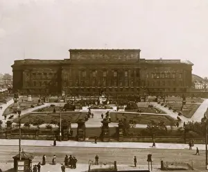 Prints of The rear of St. Georges Hall, Liverpool, Merseyside, England, with St. Johns Gardens in the foreground of the photograph. Date: early 1930s Liverpool Prints: Early 1930s Print of St. George's Hall Rear, Liverpool