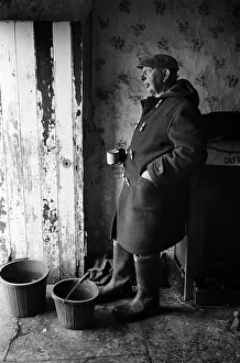 Staffordshire farmer with cup of tea Staffordshire farmer with cup of tea