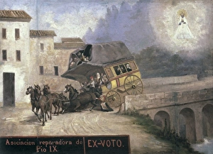 Stagecoach accident near Montserrat with the appearance Stagecoach accident near Montserrat with the appearance