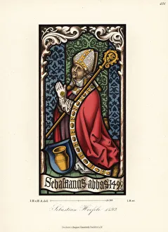 Stained glass portrait of Abbot Sebastian Hafele Stained glass portrait of Abbot Sebastian Hafele