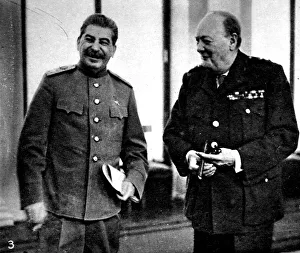 Stalin and Churchill at Yalta; Second World War, 1945 Stalin and Churchill at Yalta; Second World War, 1945