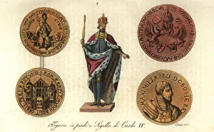 Standing figure and Golden Bull seals of HRE Charles IV Standing figure and Golden Bull seals of HRE Charles IV