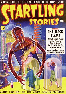 Genius Gallery: Startling Stories Scifi Magazine Cover with Science Island