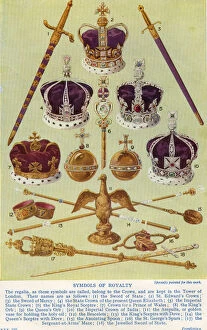 State regalia kept at the Tower of London including St. Edward's crown