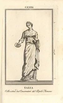 Statue of Thalia, muse of comedy, with mask and trumpet Statue of Thalia, muse of comedy, with mask and trumpet