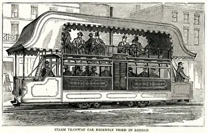 Steam tramway in Vauxhall, South London 1874 Steam tramway in Vauxhall, South London 1874