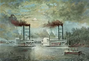 Diana Gallery: A steamboat race on the Mississippi, (between the Baltic & D
