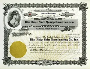 Stock Share Certificate - Blue Ridge Shirt Manufacturing Co Stock Share Certificate - Blue Ridge Shirt Manufacturing Co