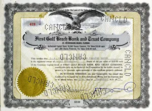 Stock Share Certificate - First Gulf Beach Bank and Trust Co Stock Share Certificate - First Gulf Beach Bank and Trust Co