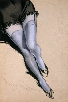 Vintage Lingerie Models Prints: Stockinged legs by David Wright