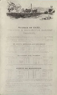 Stockton and Darlington 1837 Railway Timetable - The Rocket Stockton and Darlington 1837 Railway Timetable - The Rocket