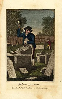 Stone mason carving a stone with mallet Stone mason carving a stone with mallet