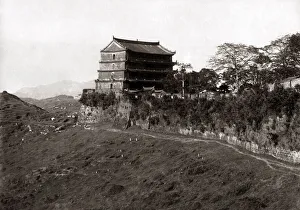 Five storied pagoda, Canton, (Guangzhou) Japan, circa 1870s. Date: circa 1870s Five storied pagoda, Canton, (Guangzhou) Japan, circa 1870s. Date: circa 1870s