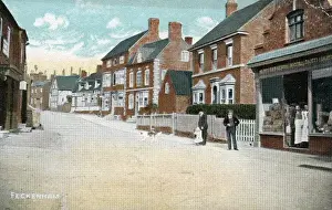 Prints of Street Scene, Feckenham, Redditch, near Worcester, Worcestershire, England. Date: 1900s Worcester Prints: Feckenham Street Scene Print, Worcestershire, England 1900s