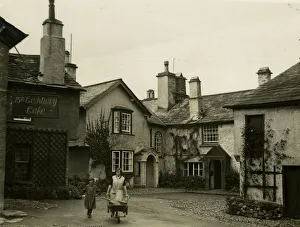Cumberland Gallery: Street scene in Hawkshead, Cumberland, Cumbria