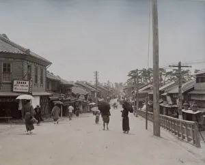 Street scene in Japan, showing a foreign wine shop Street scene in Japan, showing a foreign wine shop