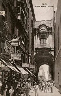 Street scene and Strada Theatre, Valletta, Malta Street scene and Strada Theatre, Valletta, Malta