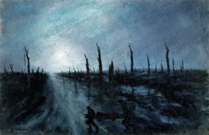 Gunner Gallery: Stretcher party crossing the Menin road