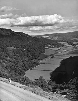 Cardiganshire Gallery: A striking view of a Welsh valley, seen from a mountain road near Cwmystwyth