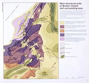 Geological Map Prints: Structural Geological Units of Britain and Ireland Print