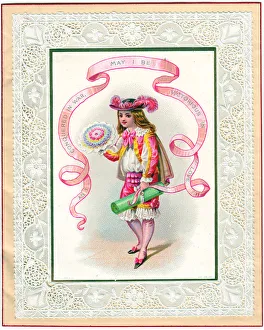 Stuart period soldier home from the war on a Valentine card Stuart period soldier home from the war on a Valentine card