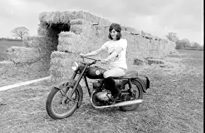 Stunt Woman Rides Through Flames Print, circa 1970s