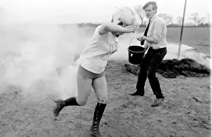 Stunt Woman Rides Through Flames Print, circa 1970s