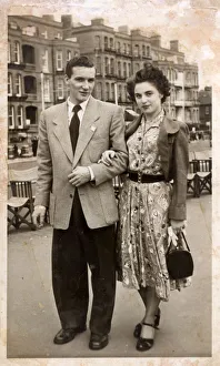 Stylish young 1940s couple at the seaside Stylish young 1940s couple at the seaside