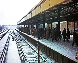 Commuters Gallery: Suburban railway station under snow
