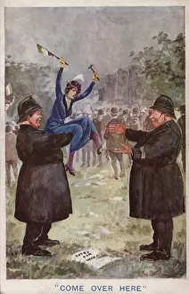 Suffragettes In Action Prints: Suffragette, Policeman Come over Here