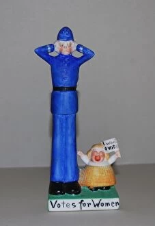 Images Dated 17th October 2013: Suffragette and Tall Policeman Child Ceramic