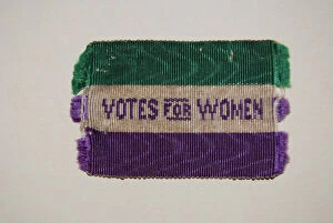 1907 Collection: Suffragette W. S. P. U Ribbon Badge