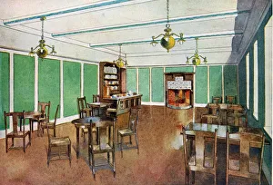 Suggested decor and layout for a high-class luncheon and dining room of the 1900s Suggested decor and layout for a high-class luncheon and dining room of the 1900s