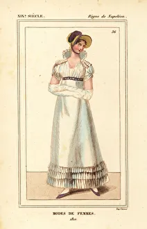Summer dress, French women's fashions, Napoleonic era, 1810 Summer dress, French women's fashions, Napoleonic era, 1810