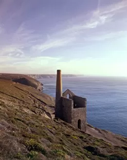 Shaft Gallery: Sunset at Wheal Coates tin mine, St Agnes, Cornwall