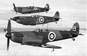 Supermarine Spitfire I trio aloft of 19 Squadron Supermarine Spitfire I trio aloft of 19 Squadron